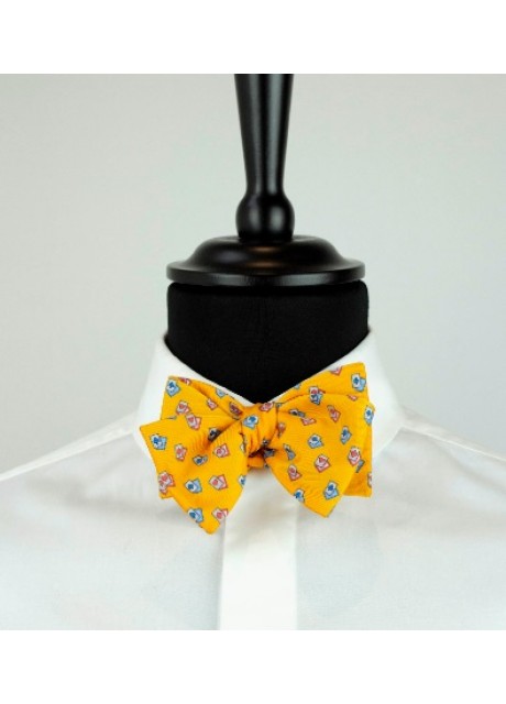 Yellow Bow Tie - blue/red cards