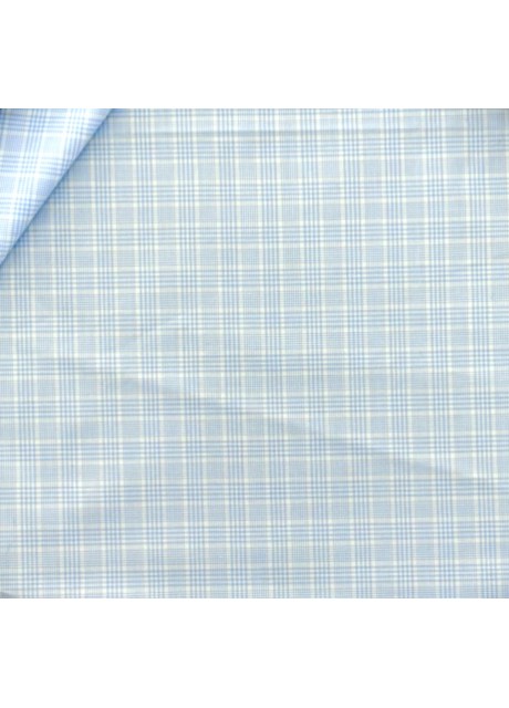 Light Blue Check Cotton Poplin Light Blue Check Cotton Poplin