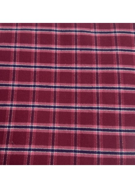 Dark Red & Blue Cotton Flannel Shirt