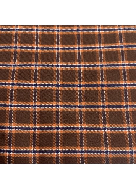 Brown & Orange Check Cotton Flannel Shirt 
