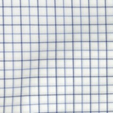 Blue Check Grid Cotton Oxford Shirt