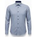 Light Blue Patterned Shirt  - Contrast Inner Collar & Cuffs