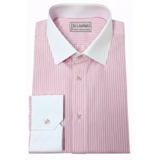 Pink Pin Striped Cotton Shirt - White Collar and Cuffs