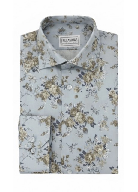    Blue Floral Cotton Shirt
