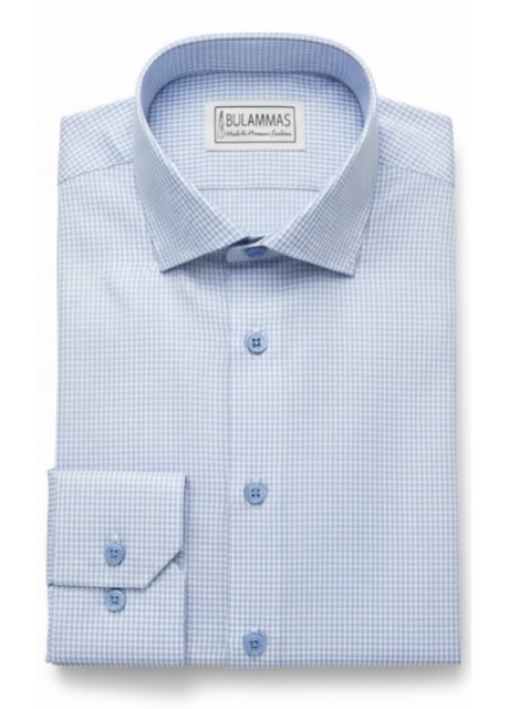 Blue Small Checks Cotton Shirt Blue Small Checks Cotton Shirt