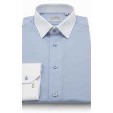  Light Blue Cotton Shirt - white outer collar and cuffs
