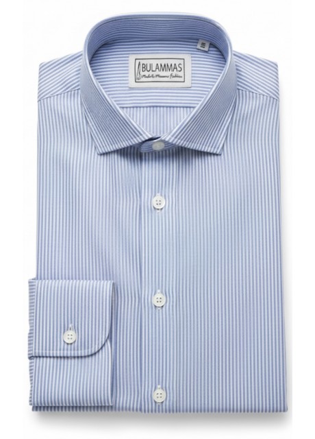  Light Blue Pin Stripe Cotton Shirt