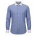 Blue  Stripe Cotton Shirt - white collar and cuffs