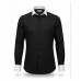 Black Cotton Shirt - white collar and cuffs