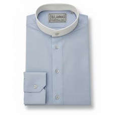 Modern Contrast-Collar Blue Patterned Shirt