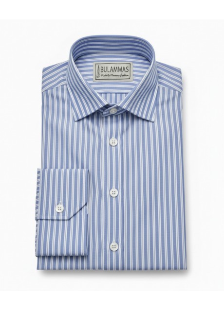 Blue Narrow Stripe Premium Cotton Shirt