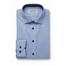 Light Blue Cotton Shirt with Contrast Inner Collar & Cuffs