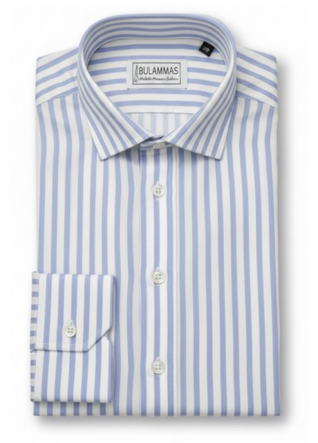 Light Blue Bold Stripe Cotton Shirt Light Blue Bold Stripe Cotton Shirt