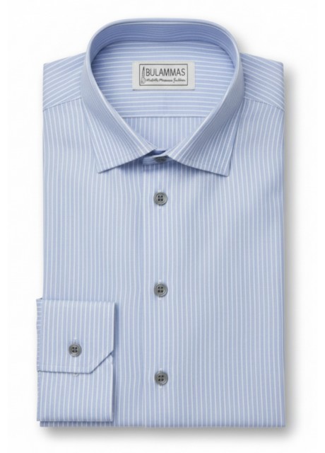 Sky Blue Fine Stripe Cotton Shirt