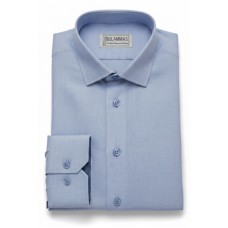 Light Blue Textured Linen Shirt – Contrast Navy Cuffs