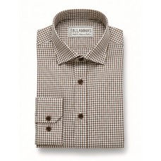 Brown Micro-Check Cotton Shirt