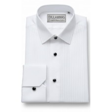White Pleated Front Tuxedo Shirt with Black Stud Buttons White Pleated Front Tuxedo Shirt with Black Stud Buttons