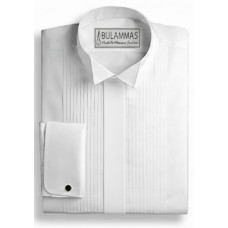 White Pleated Front Tuxedo Shirt with Hidden Placket White Pleated Front Tuxedo Shirt with Hidden Placket