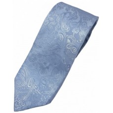 Elegant Light Blue Paisley Silk Tie