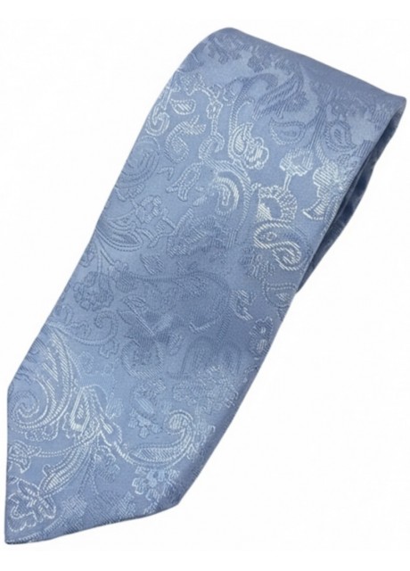 Elegant Light Blue Paisley Silk Tie
