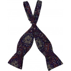 Purple Floral Satin Bow Tie