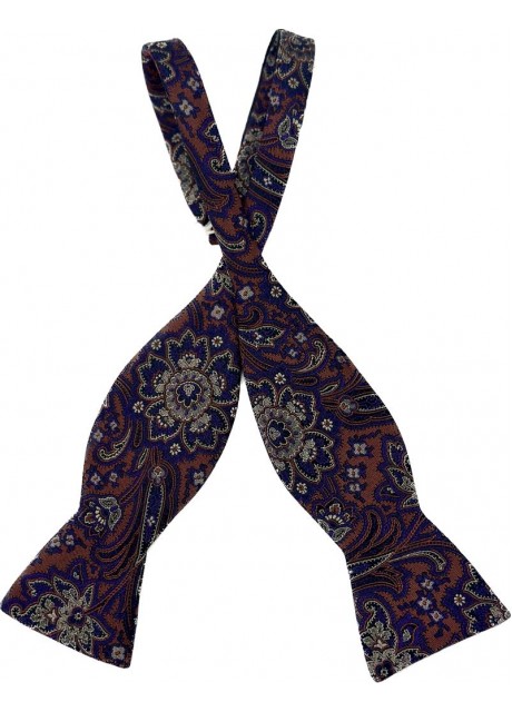 Purple Floral Satin Bow Tie