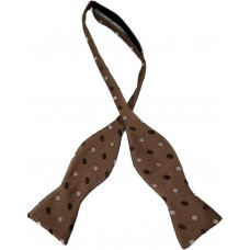 Dark Brown Satin Bow Tie - Dots