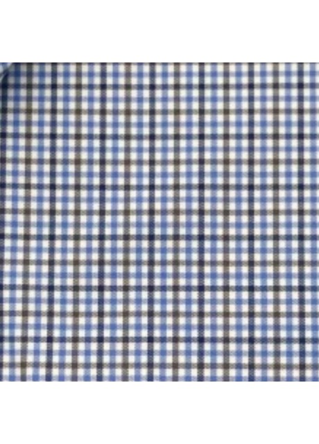 Blue–Brown Check Cotton Twil Shirt