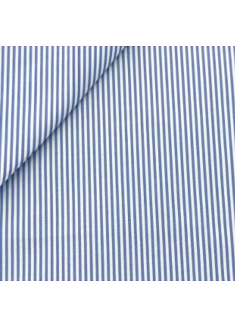Navy Blue Pin Stripe Cotton Twill Shirt