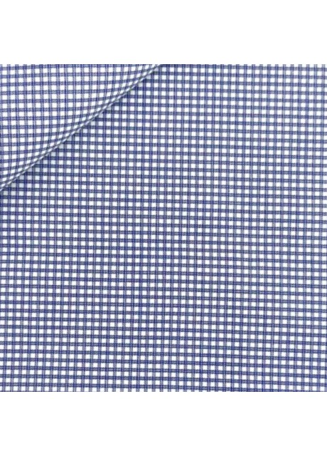 Navy Micro-Check Cotton Twill