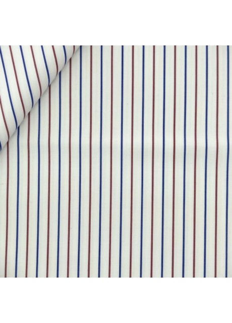 White Multi-Stripe Cotton Twill Shirt