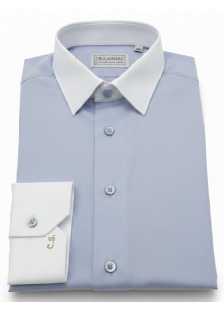 Light Blue Cotton Shirt - white collar and cuffs Light Blue Cotton Shirt - white collar and cuffs
