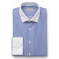 Blue  Stripe Cotton Shirt - white collar and cuffs