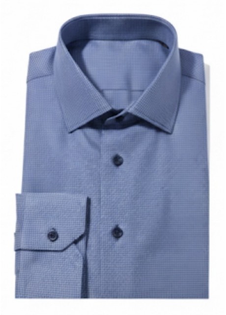 Blue Micro-Pattern Cotton Dress Shirt