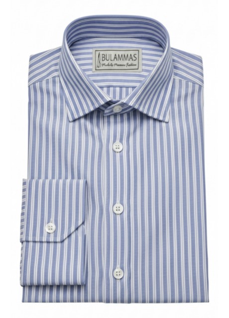 Blue Narrow Stripe Premium Cotton Shirt