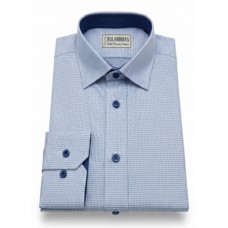 Light Blue Patterned Shirt  - Contrast Inner Collar & Cuffs