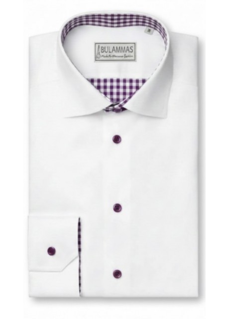 White Contrast-Trim Cotton Shirt