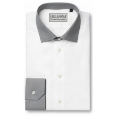 White Cotton Shirt with Grey Contrast Collar & Cuffs White Cotton Shirt with Grey Contrast Collar & Cuffs