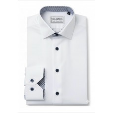 White Cotton Shirt with Contrast Trim Details White Cotton Shirt with Contrast Trim Details