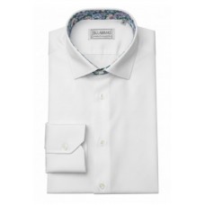 White Cotton Shirt with Floral Contrast Collar White Cotton Shirt with Floral Contrast Collar
