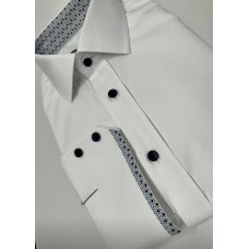   White Cotton shirt - contrast inner collar and cuffs edge