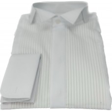 White Pleated Cotton shirt - hidden closure