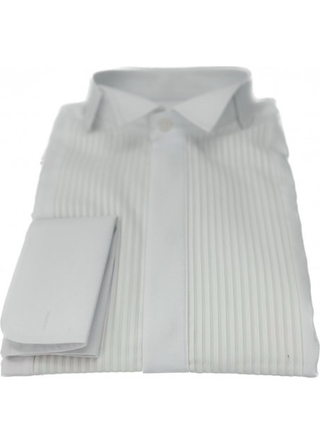 White Pleated Cotton shirt - hidden closure