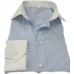 Blue Stripe Cotton Shirt - white collar and cuffs