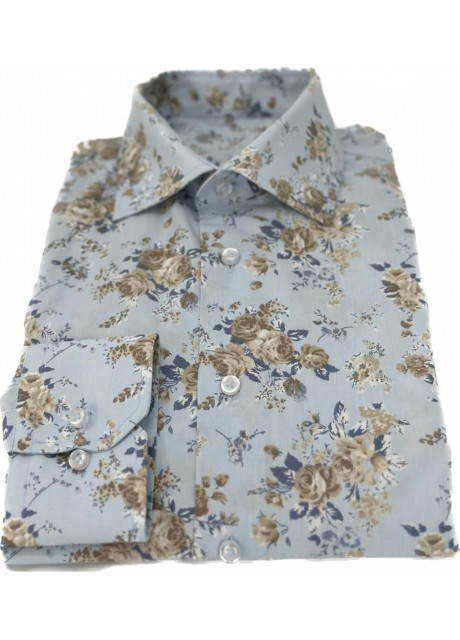    Blue Floral Cotton Shirt