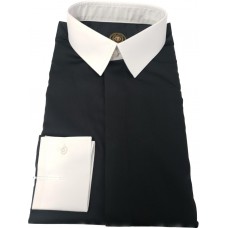 Black Cotton Shirt - white collar and cuffs