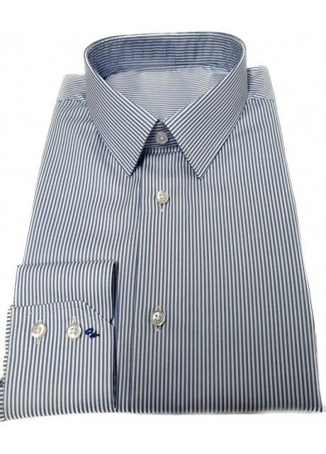   Navy Blue Pin Stripe Cotton Shirt