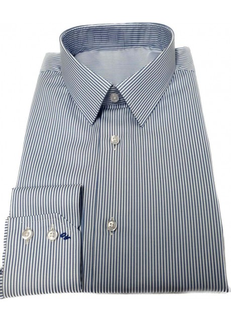 Navy Blue Pin Stripe Cotton Shirt   