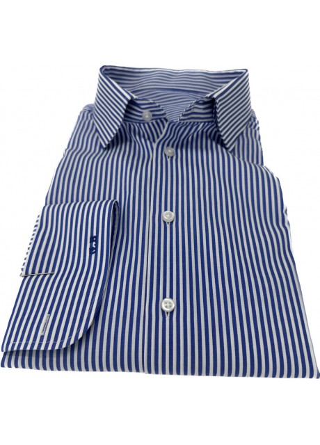 Navy Blue Stripe Cotton Shirt