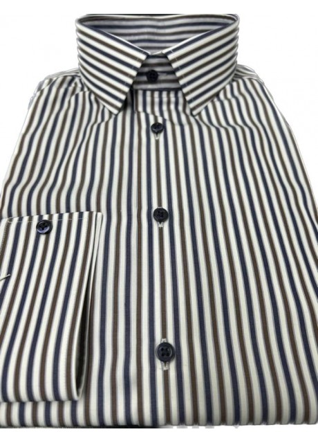 Black-Brown Pin Stripe Cotton Shirt